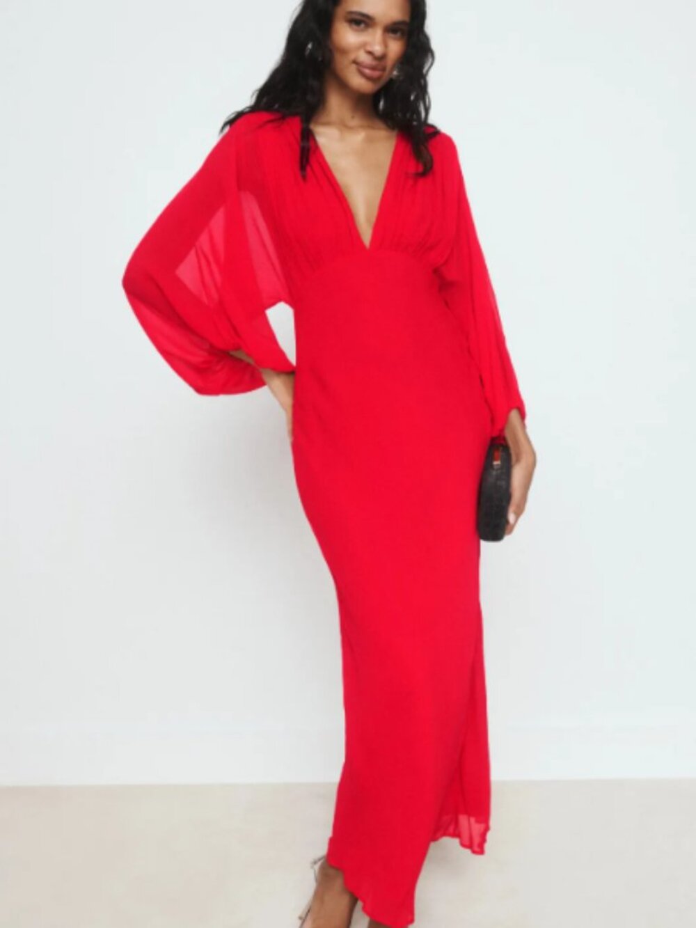 RTR-204 Shona Joy Amina Plunge Balloon Sleeve Maxi Dress